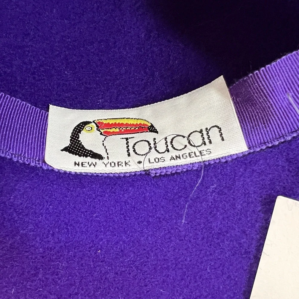 Vintage Toucan Hat Purple 100% Wool Church Made In USA Kentucky Derby NOS